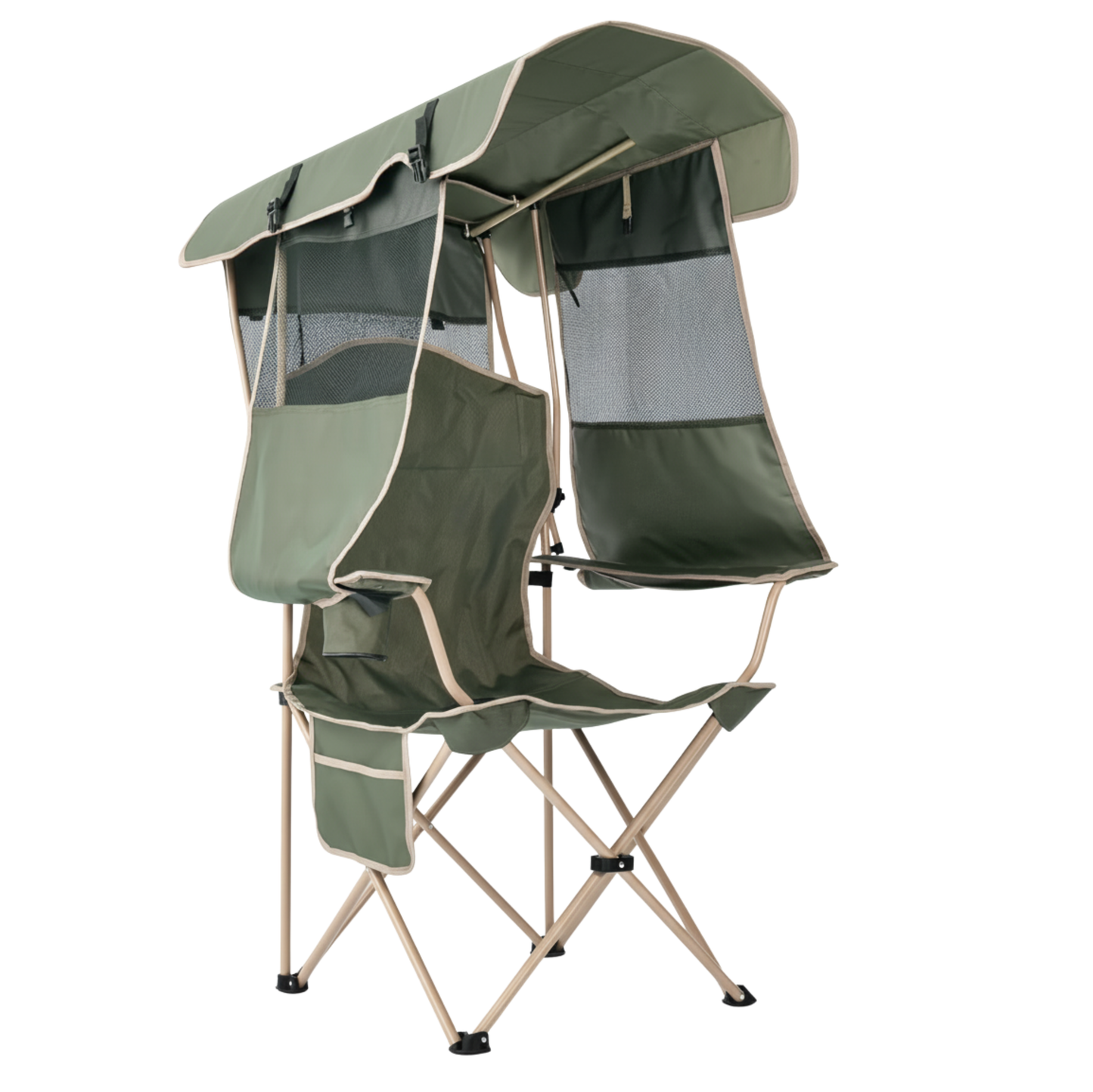 Adjustable Canopy Folding Chair for Camping with Back Shade Panel