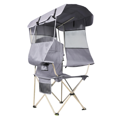 Adjustable Canopy Folding Chair for Camping with Back Shade Panel
