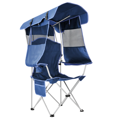 Adjustable Canopy Folding Chair for Camping with Back Shade Panel
