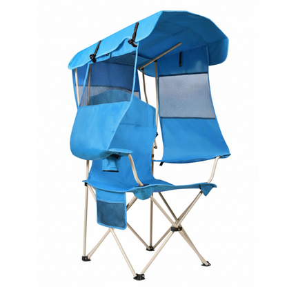 Adjustable Canopy Folding Chair for Camping with Back Shade Panel