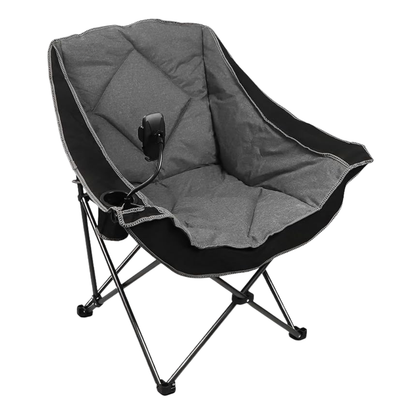 Portable Camping Chair with Beverage Holder and Extra Comfort Seat
