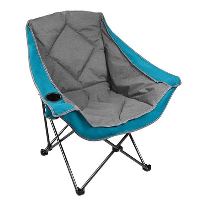 Portable Camping Chair with Beverage Holder and Extra Comfort Seat