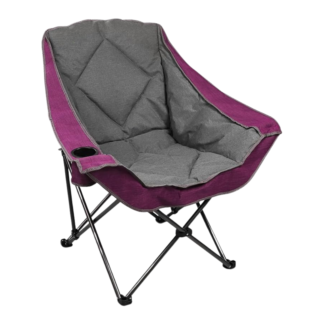 Portable Camping Chair with Beverage Holder and Extra Comfort Seat