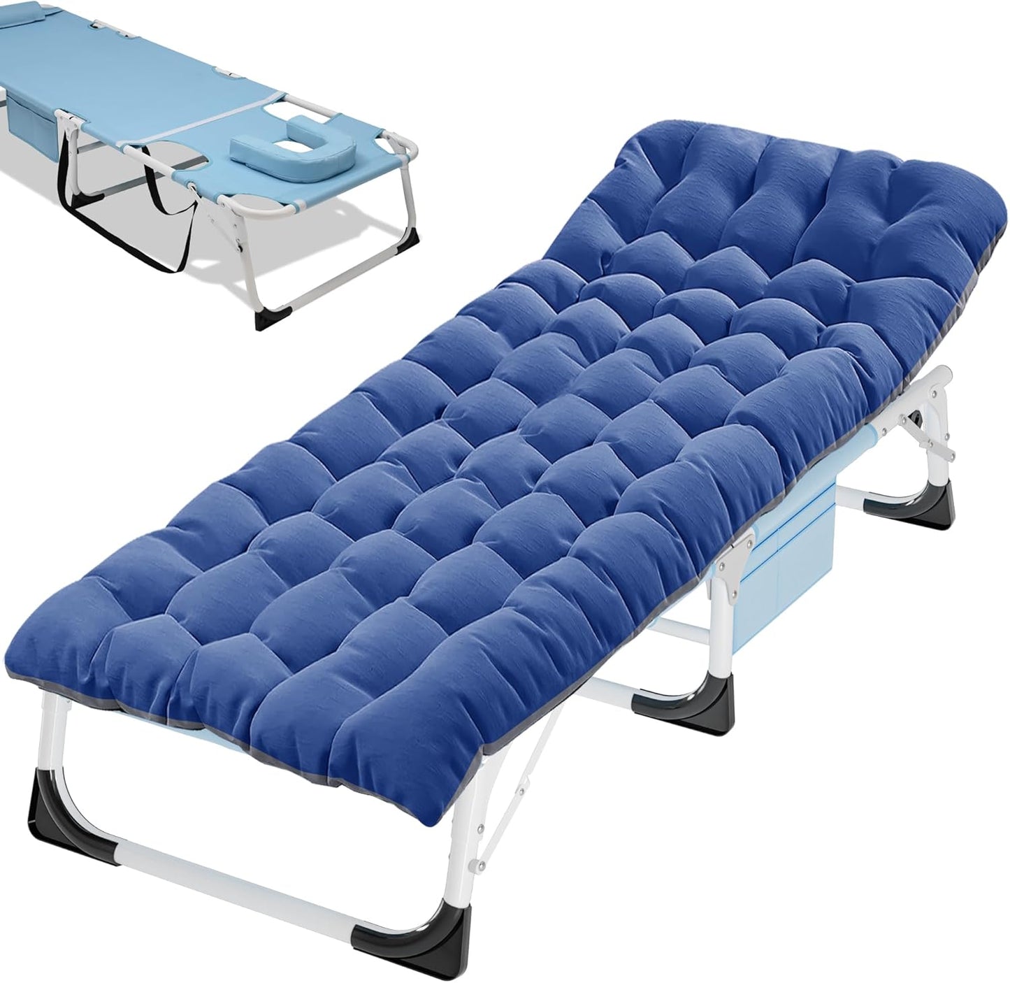Portable Camp Bed with Removable Cushion, Supports 900 lbs