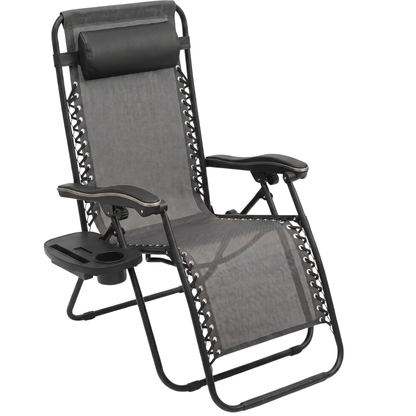Adjustable Pillow Folding Recliner with Cup Holder and Tray