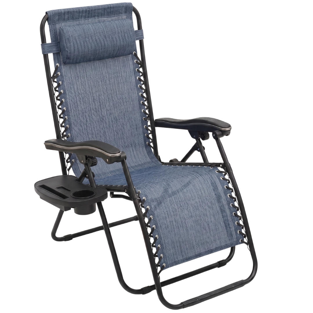 Adjustable Pillow Folding Recliner with Cup Holder and Tray