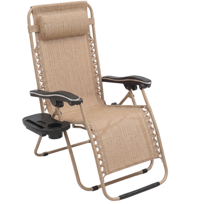Adjustable Pillow Folding Recliner with Cup Holder and Tray