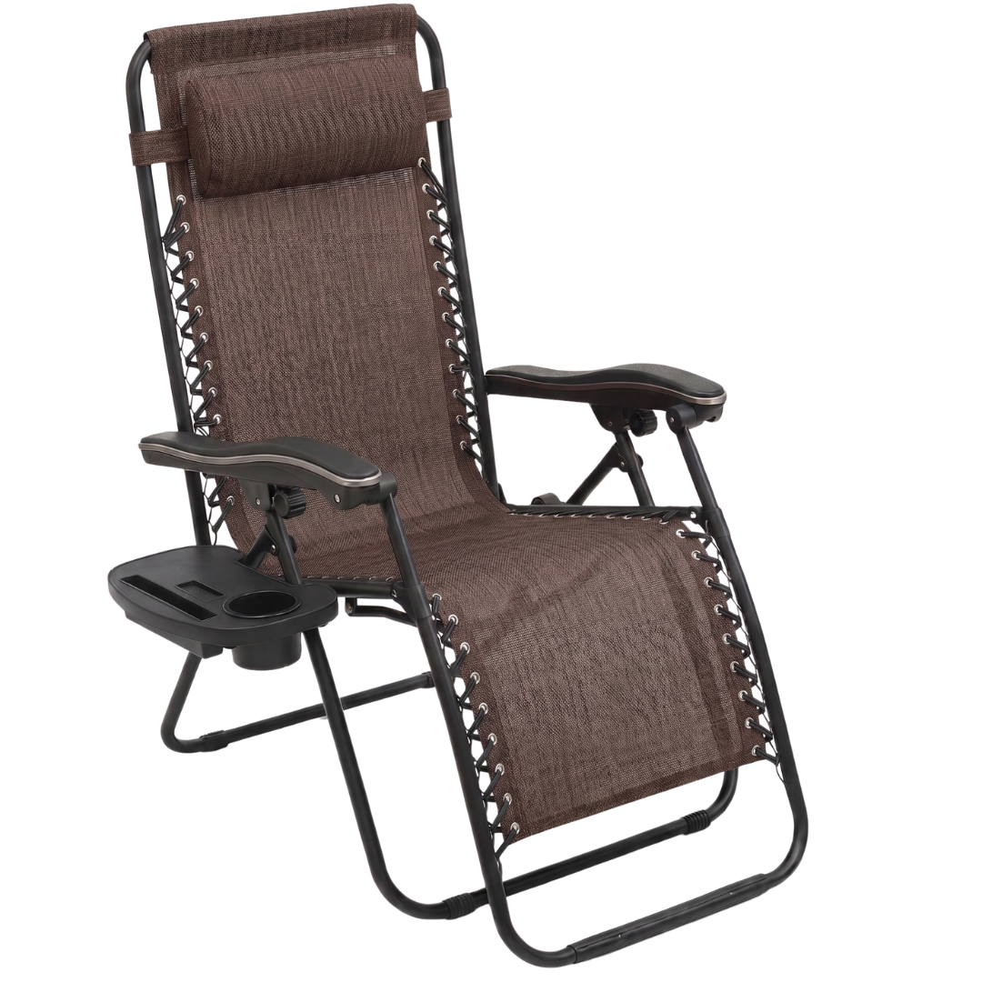 Adjustable Pillow Folding Recliner with Cup Holder and Tray