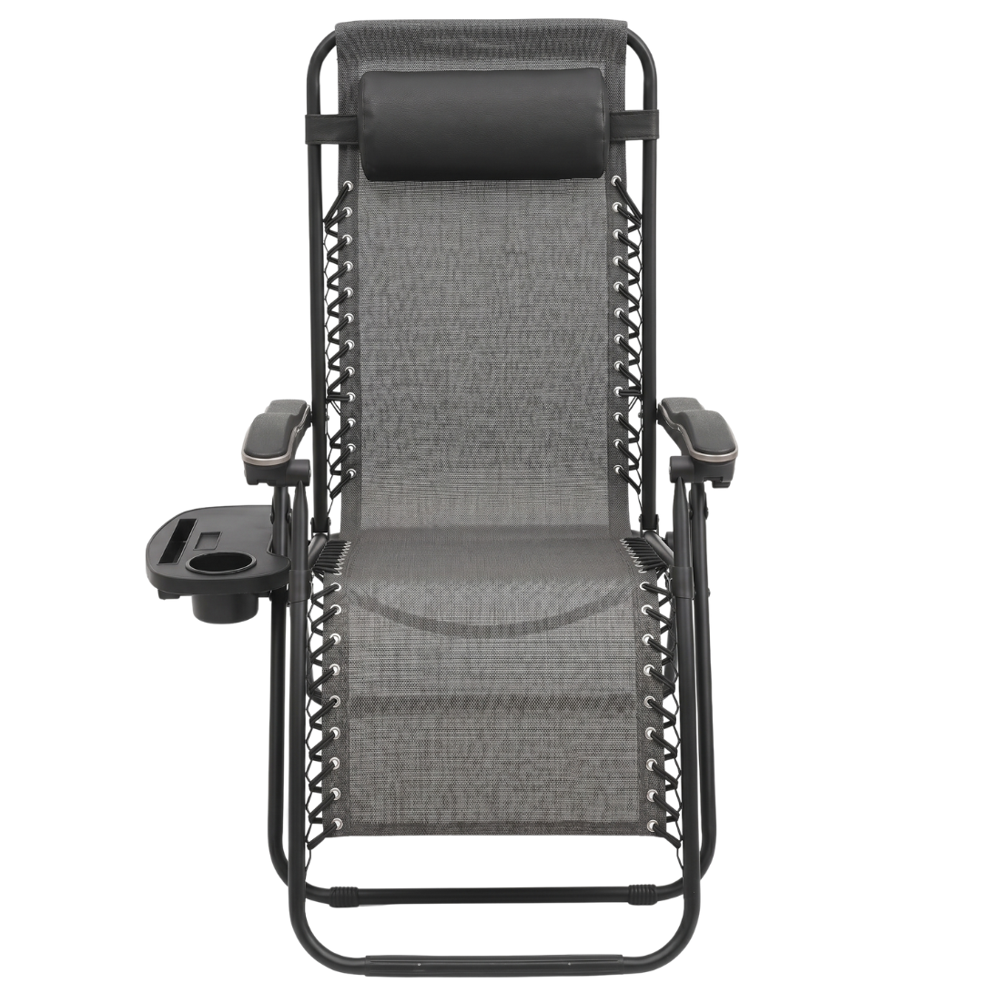 Adjustable Pillow Folding Recliner with Cup Holder and Tray