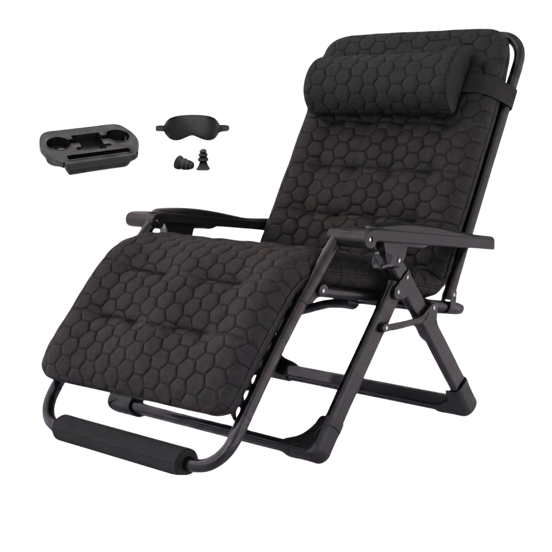 Reclining Chair with Tray, Footrest, and Removable Cushion - Foldable