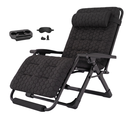 Reclining Chair with Tray, Footrest, and Removable Cushion - Foldable