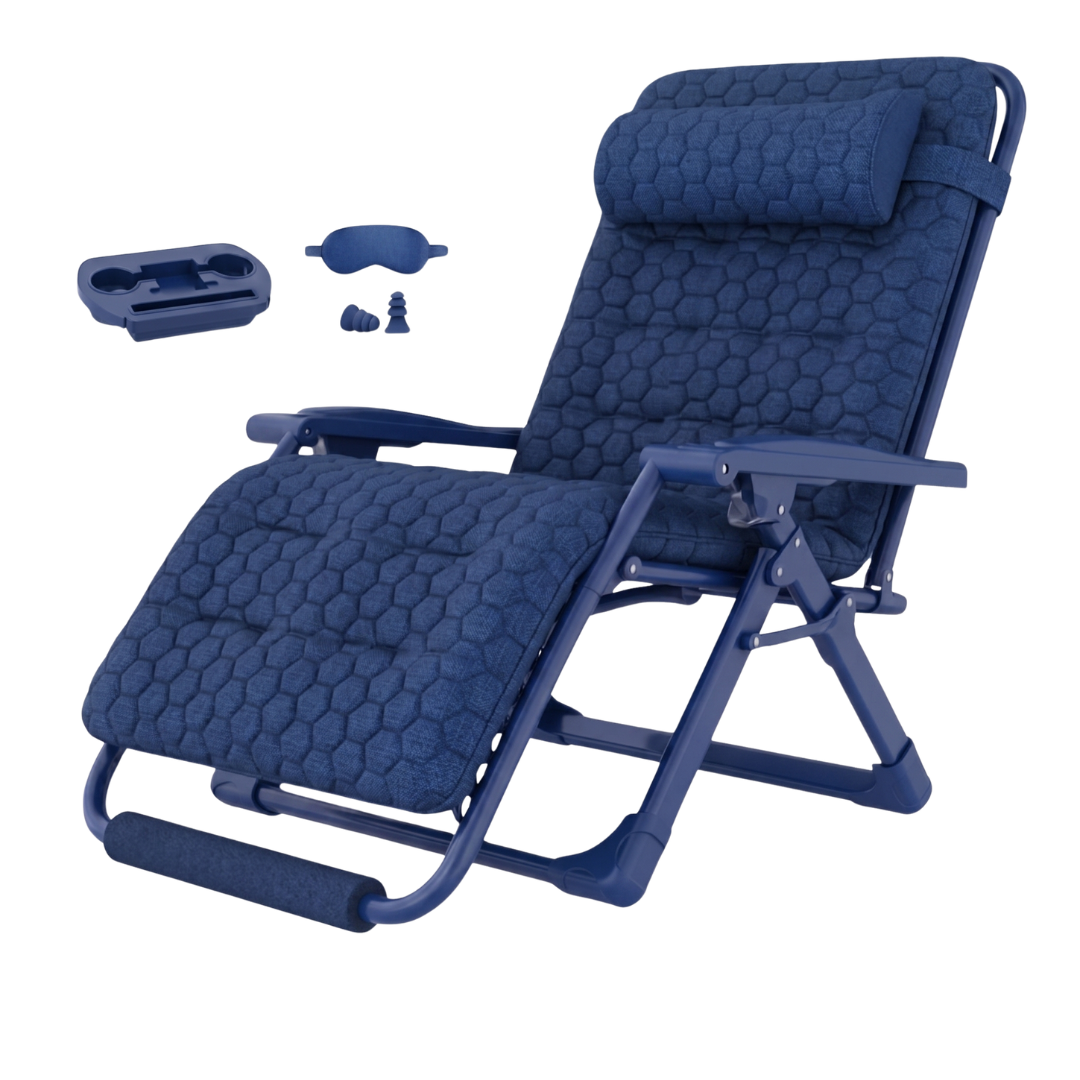 Reclining Chair with Tray, Footrest, and Removable Cushion - Foldable