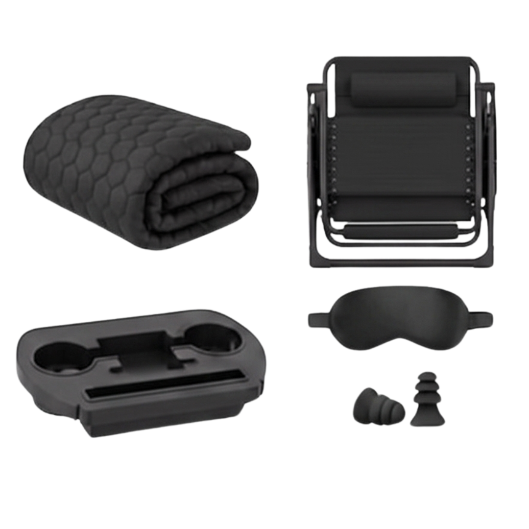 Reclining Chair with Tray, Footrest, and Removable Cushion - Foldable