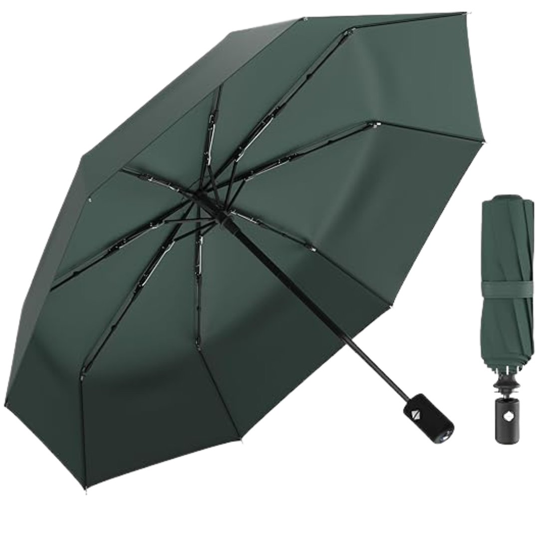 Compact Travel Umbrella with Automatic Open/Close and Fiber Ribs