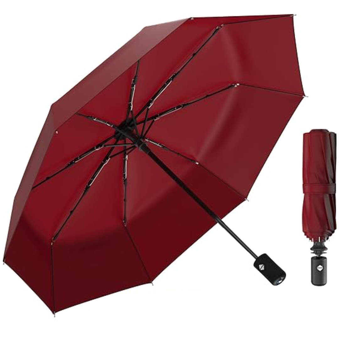 Compact Travel Umbrella with Automatic Open/Close and Fiber Ribs
