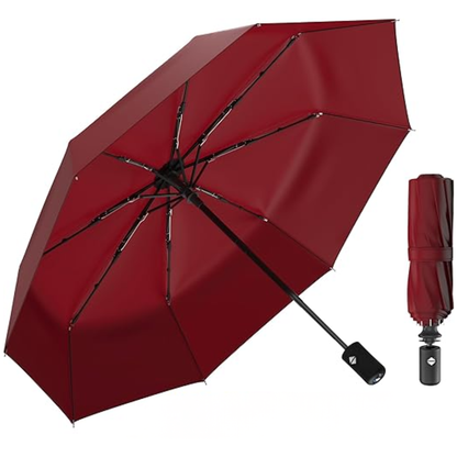 Compact Travel Umbrella with Automatic Open/Close and Fiber Ribs