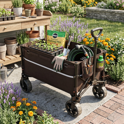 Wheeled Folding Cart for Cargo Transport - 260 lb Load Capacity