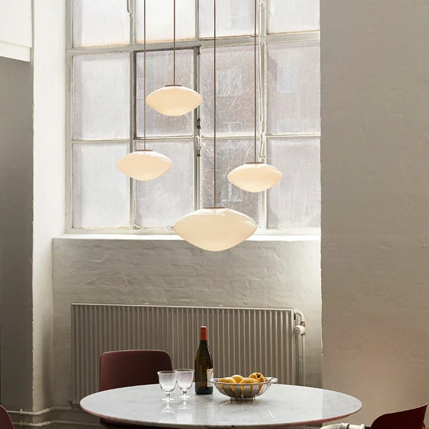 Modern Opal Glass Pendant Light with Adjustable Height