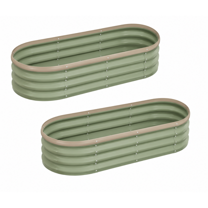 Oval Planter Set - Galvanized Metal Raised Garden Bed Kit, 4 x 2 x 1 Ft