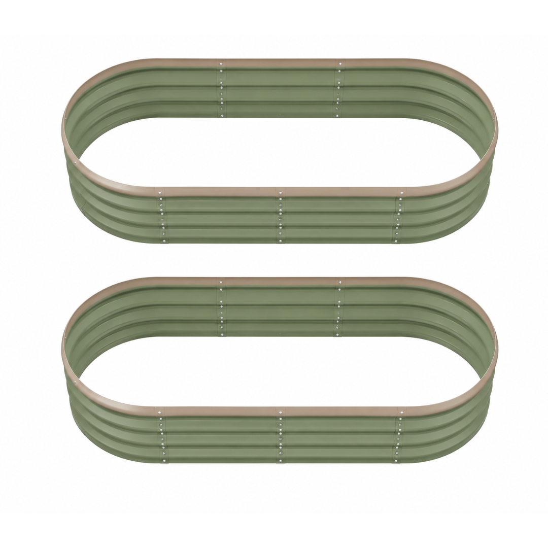 Oval Planter Set - Galvanized Metal Raised Garden Bed Kit, 4 x 2 x 1 Ft
