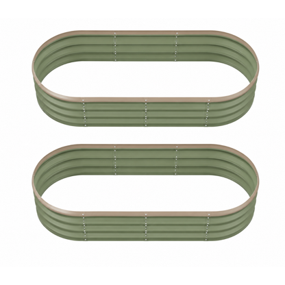 Oval Planter Set - Galvanized Metal Raised Garden Bed Kit, 4 x 2 x 1 Ft