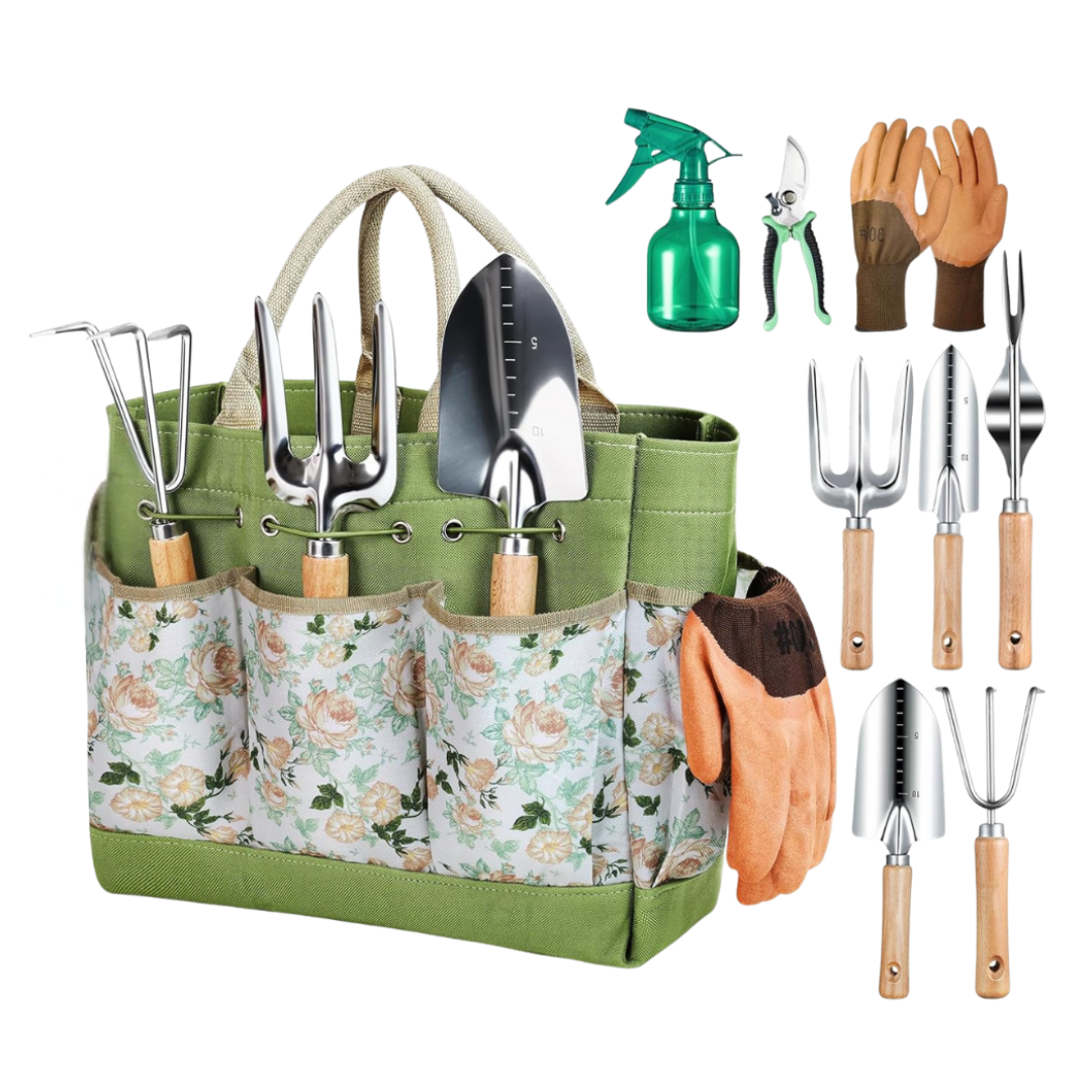 Stainless Steel Gardening Tools Set with Tote for Easy Storage