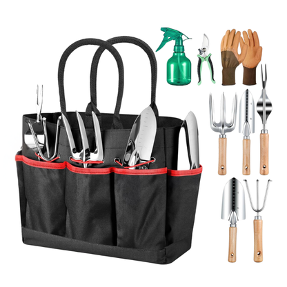 Stainless Steel Gardening Tools Set with Tote for Easy Storage