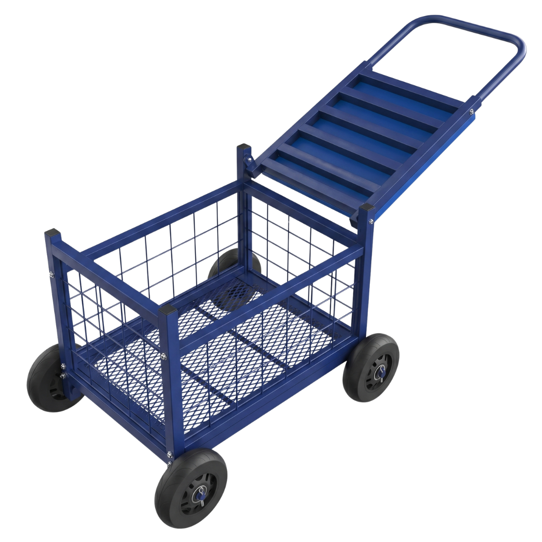 Garden Seat Cart with Storage and Rubber Wheels for Easy Mobility