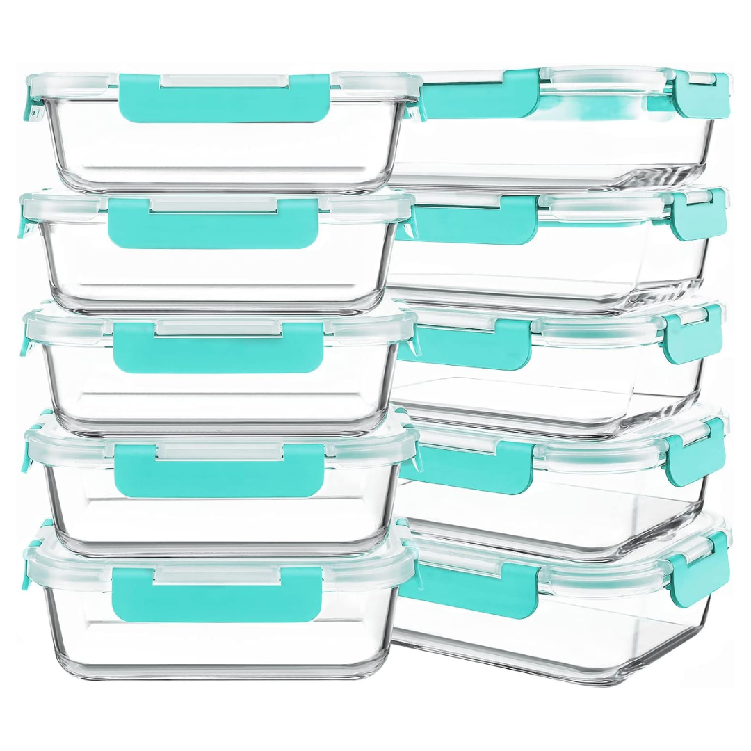 Food Storage Glass Containers with Lids for Meal Preparation and Heating