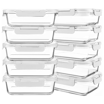 Food Storage Glass Containers with Lids for Meal Preparation and Heating