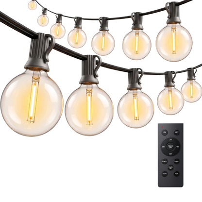 Outdoor G40 Globe LED String Lights with Timer and Remote Control