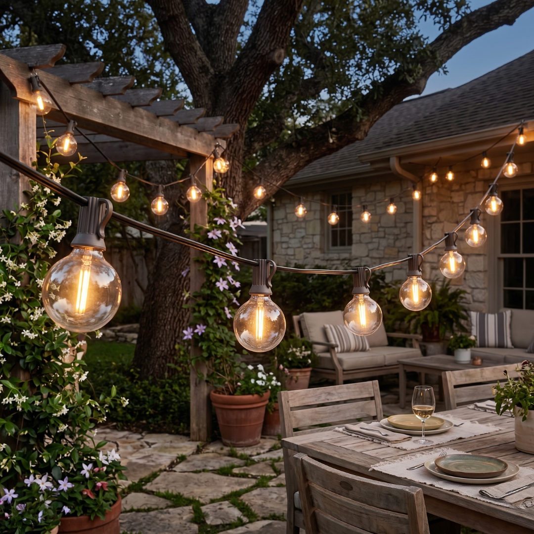 Outdoor G40 Globe LED String Lights with Timer and Remote Control