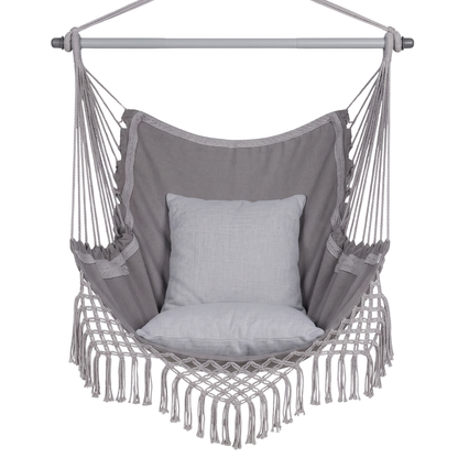 Hammock Swing Chair with Cushions, Side Storage Pocket, and Metal Frame