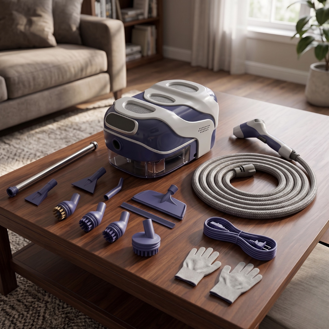 Portable Steam Cleaner with 1400ml Capacity and Multi-Accessory Nozzle Set