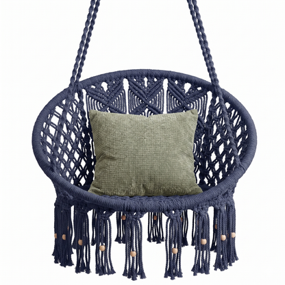Macrame Swing Chair with Handwoven Design and Hanging Hardware Included
