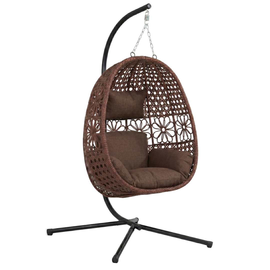 Patio and Garden Hanging Chair with Stand and Cushions