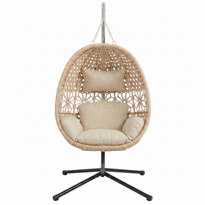 Patio and Garden Hanging Chair with Stand and Cushions