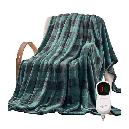 Checkered Flannel Throw Blanket with 10 Heat Settings, 50x60 Inches