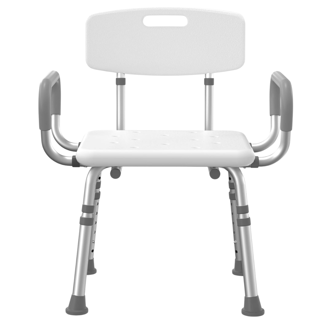 Sturdy Shower Seat with Supportive Arms and Backrest for Seniors