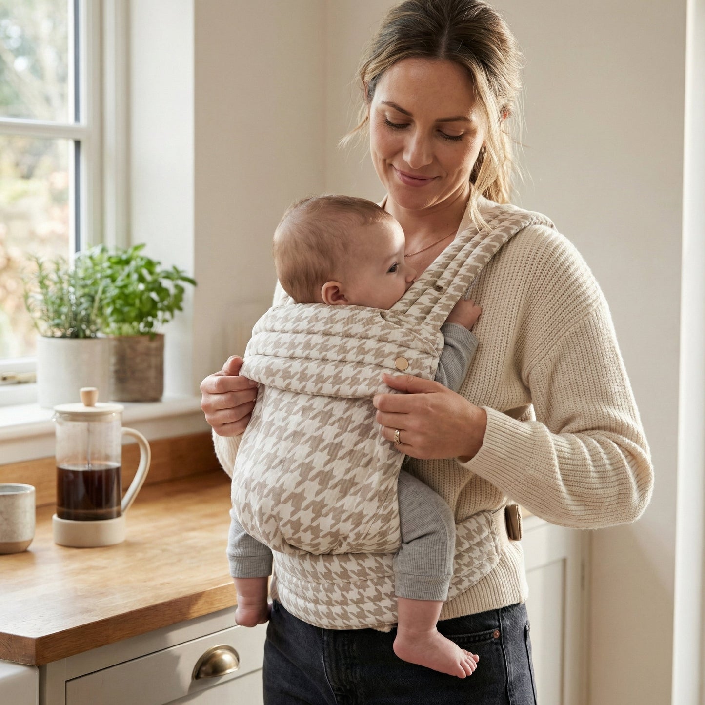 Checkered Baby Carrier in Harbor Style