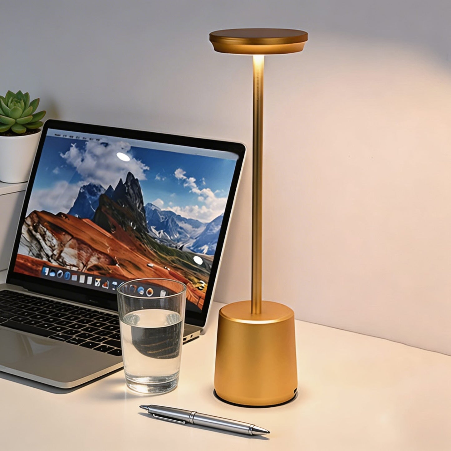 LED Table Lamp with Cordless Design in Metal Finish