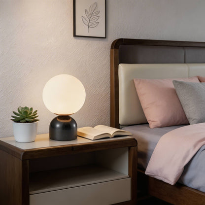 Marble Table Lamp with Round Shade