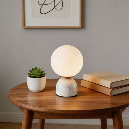 Marble Table Lamp with Round Shade