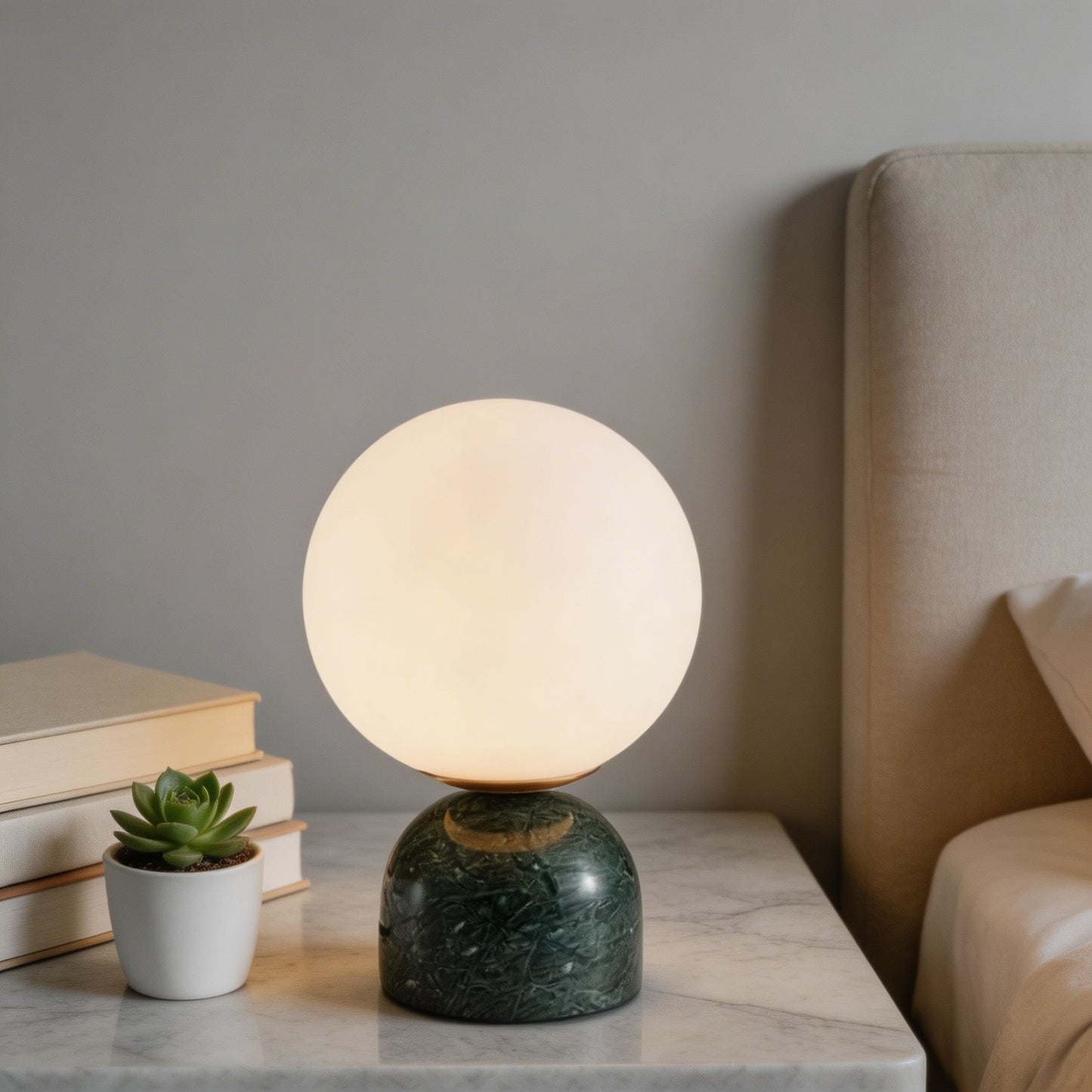Marble Table Lamp with Round Shade