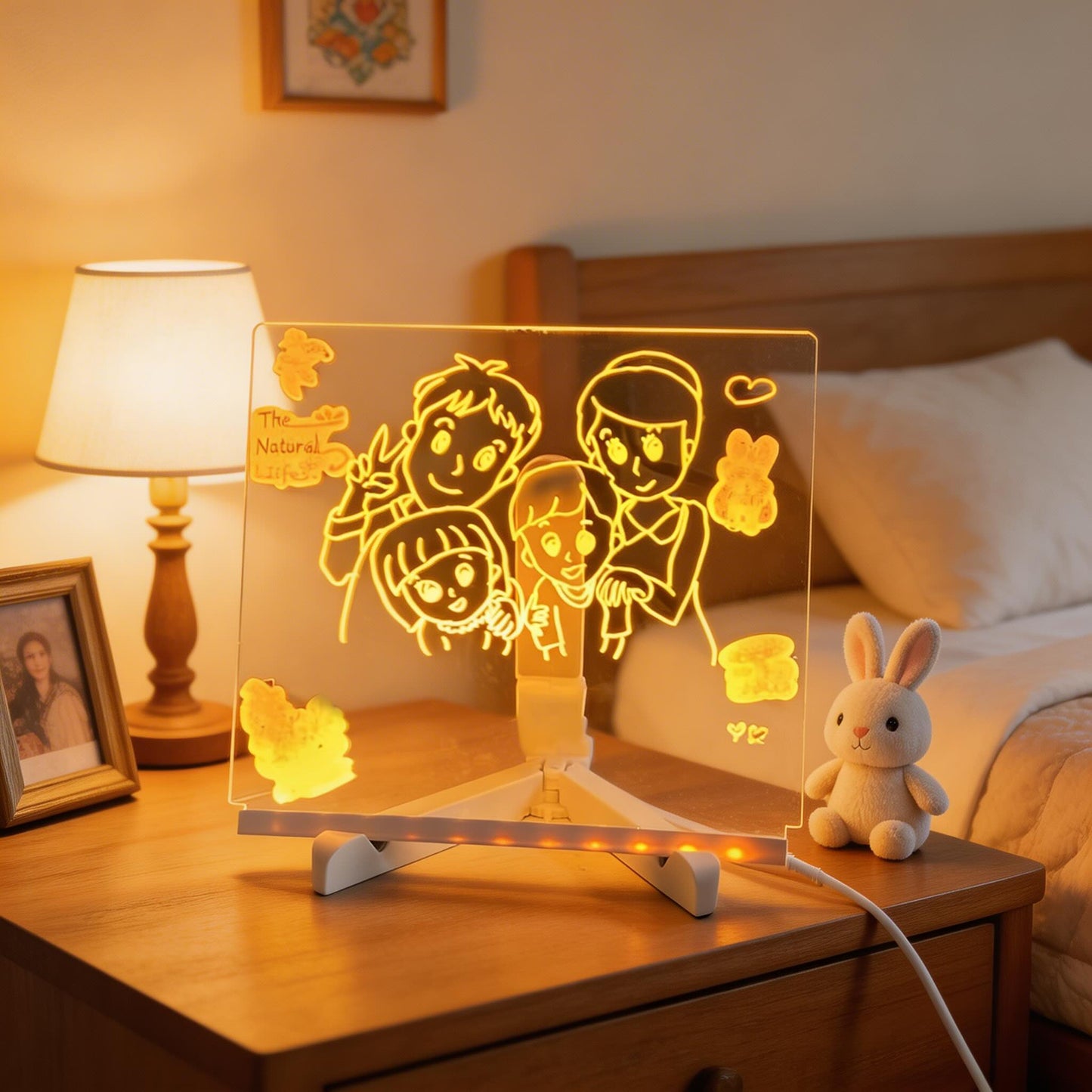 Stylish Table Lamp with LED Memo Board Feature