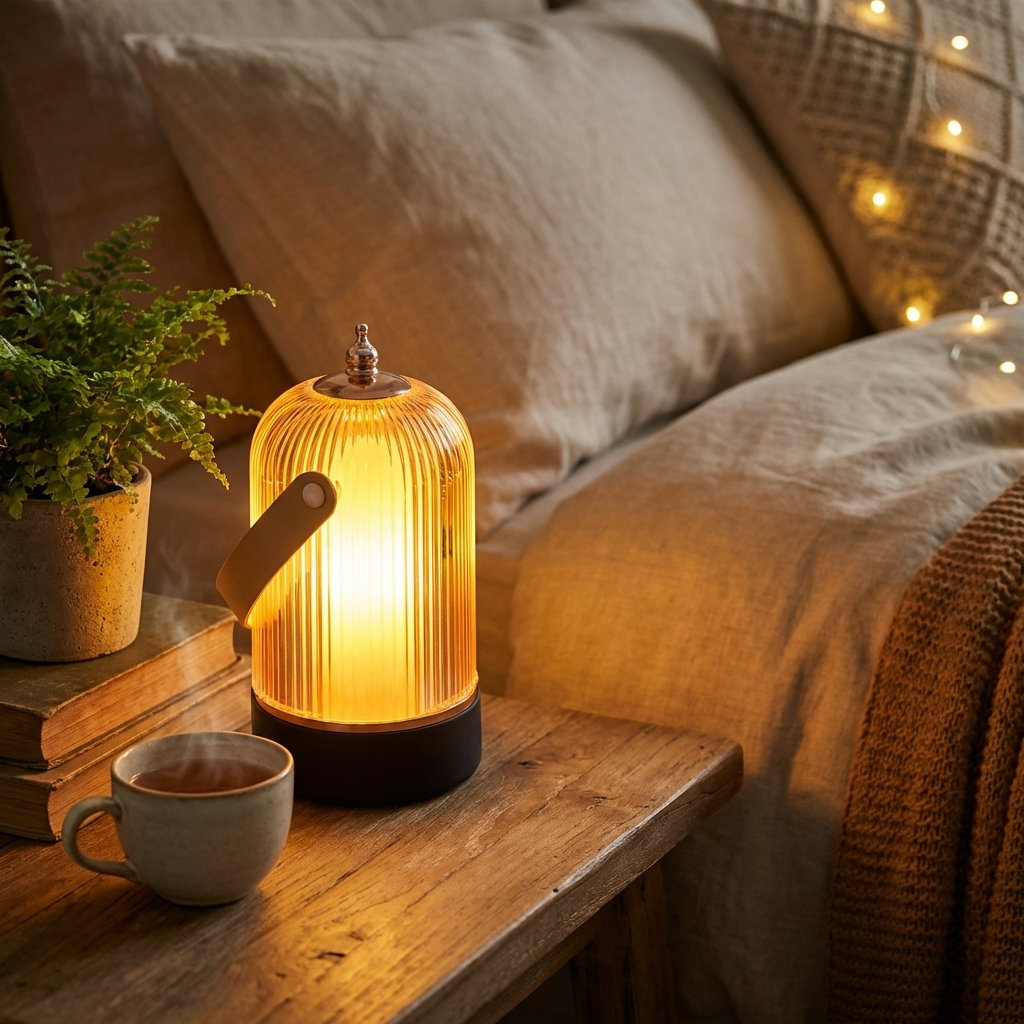 Contemporary Textured Glass Lamp for Tables