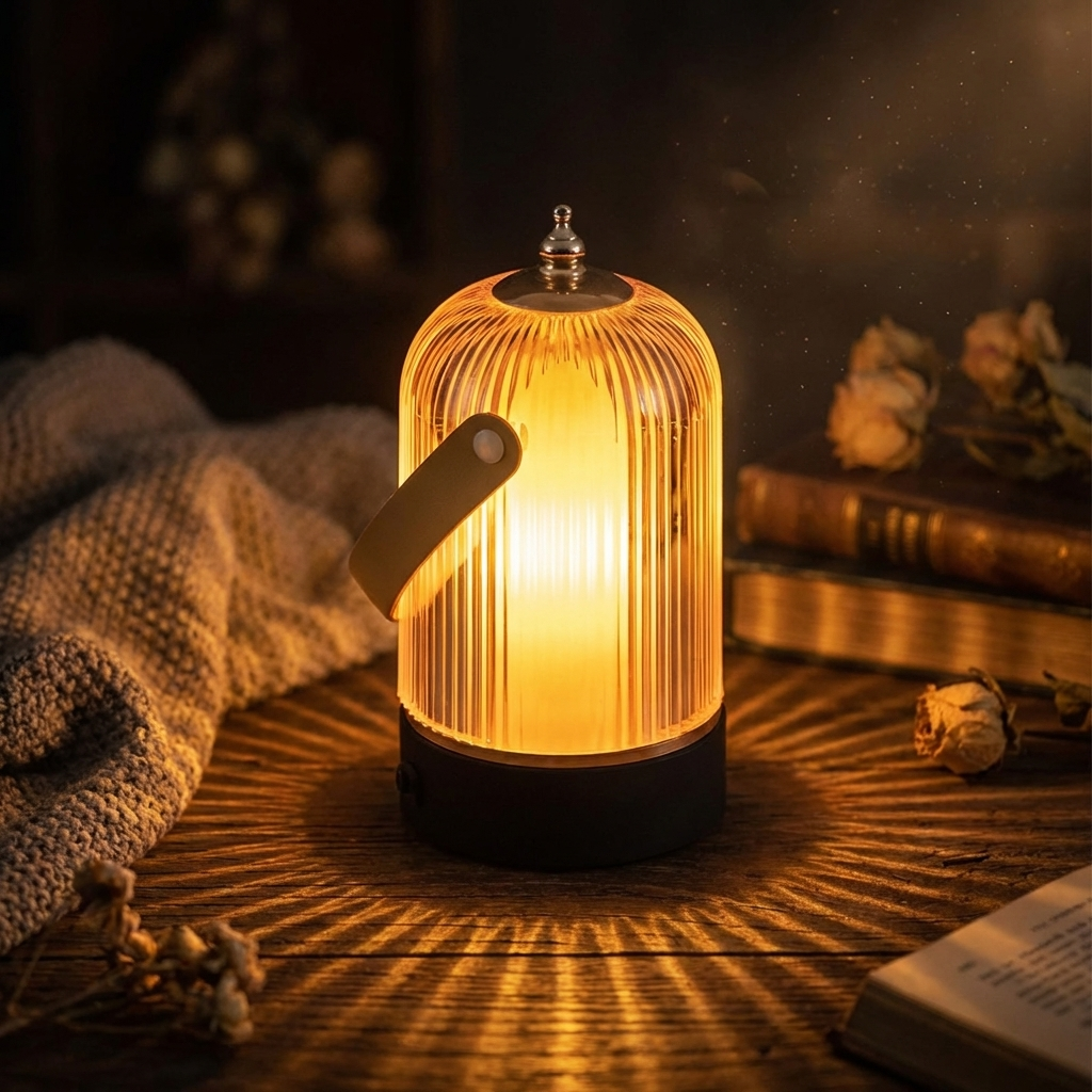 Contemporary Textured Glass Lamp for Tables