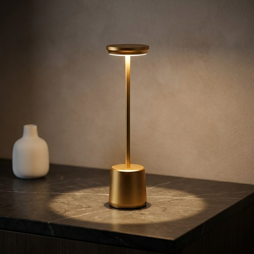 LED Table Lamp with Cordless Design in Metal Finish
