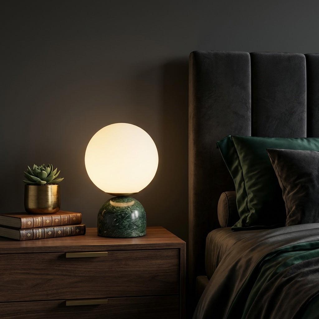 Marble Table Lamp with Round Shade