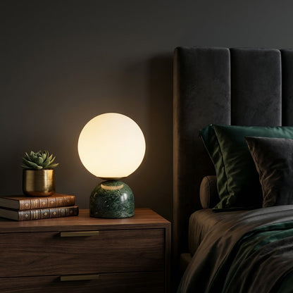Marble Table Lamp with Round Shade